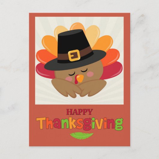 Happy Thanksgiving Cute Cartoon Turkey Briefkaart (Voorkant)