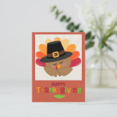 Happy Thanksgiving Cute Cartoon Turkey Briefkaart (Staand voorkant)