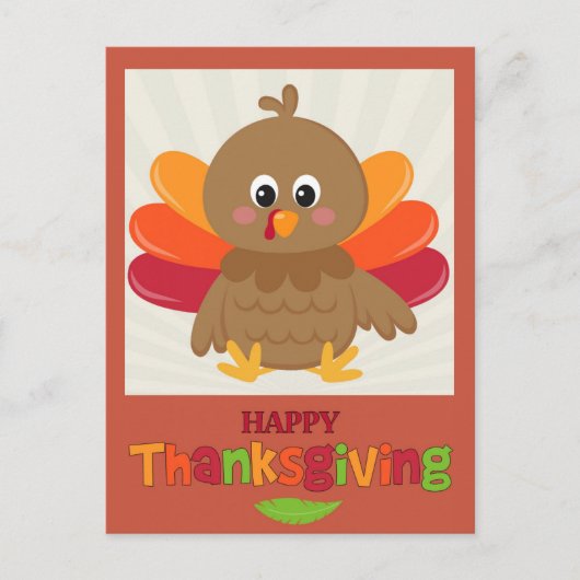 Happy Thanksgiving Cute Cartoon Turkey Briefkaart (Voorkant)