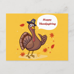Happy Thanksgiving Cute Cartoon Turkije Briefkaart