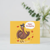 Happy Thanksgiving Cute Cartoon Turkije Briefkaart (Staand voorkant)