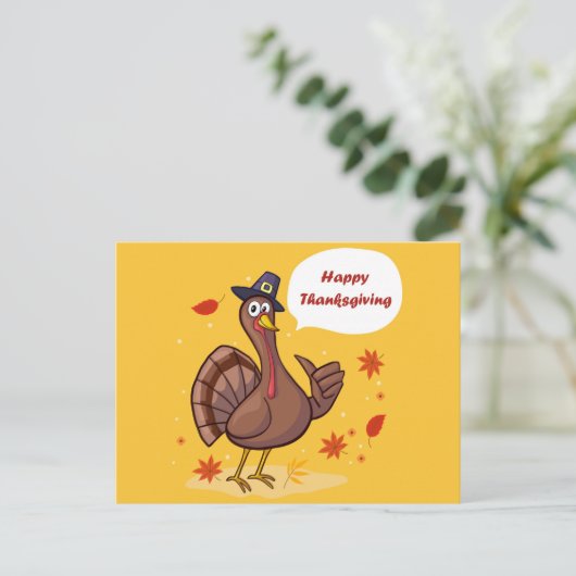 Happy Thanksgiving Cute Cartoon Turkije Briefkaart (Staand voorkant)
