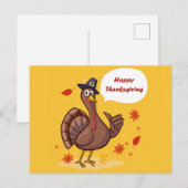 Happy Thanksgiving Cute Cartoon Turkije Briefkaart (Voorkant / Achterkant)