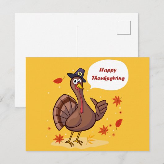 Happy Thanksgiving Cute Cartoon Turkije Briefkaart (Voorkant / Achterkant)