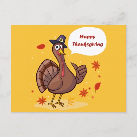 Happy Thanksgiving Cute Cartoon Turkije Briefkaart (Voorkant)