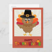 Happy Thanksgiving Cute Cartoon Turkije Briefkaart (Voorkant / Achterkant)