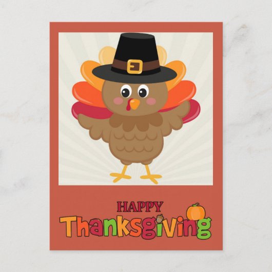 Happy Thanksgiving Cute Cartoon Turkije Briefkaart (Voorkant)