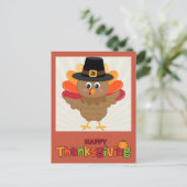 Happy Thanksgiving Cute Cartoon Turkije Briefkaart (Staand voorkant)