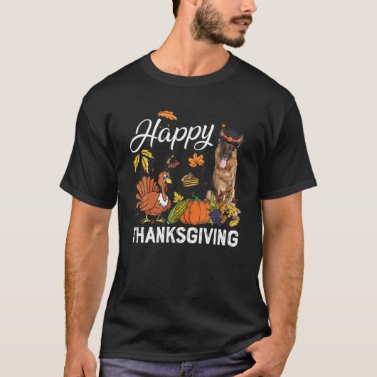Happy Thanksgiving Cute German shepherd Turkey Pum T-shirt (Voorkant)