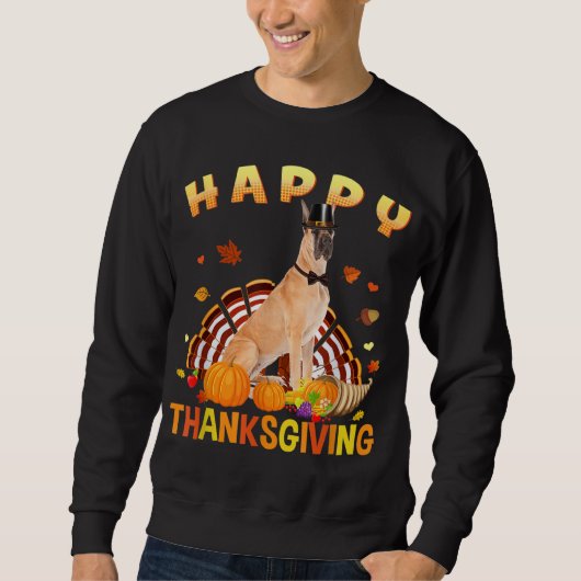 Happy Thanksgiving Cute Great Dane Turkey Pilgrim Trui (Voorkant)