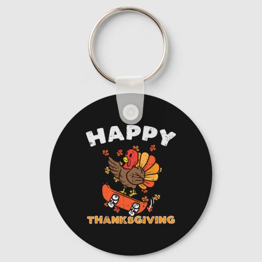 Happy Thanksgiving Cute Herfst over Turkije Sleutelhanger (Voorkant)