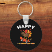 Happy Thanksgiving Cute Herfst over Turkije Sleutelhanger (Voorkant)