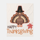Happy Thanksgiving Cute Pilgrim Turkije Fleece Deken (Voorkant)