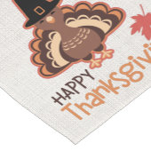 Happy Thanksgiving Cute Pilgrim Turkije Korte Tafelloper (Hoek)