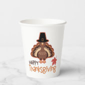 Happy Thanksgiving Cute Pilgrim Turkije Papieren Bekers (Achterkant)