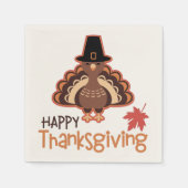 Happy Thanksgiving Cute Pilgrim Turkije Servet (Voorkant)