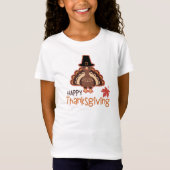 Happy Thanksgiving Cute Pilgrim Turkije T-shirt (Voorkant)