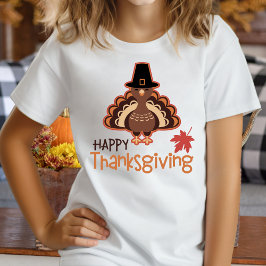 Happy Thanksgiving Cute Pilgrim Turkije T-shirt