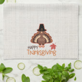 Happy Thanksgiving Cute Pilgrim Turkije Theedoek (Gevouwen)