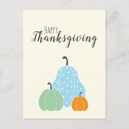 Happy Thanksgiving Cute Pumpkins Green Blue Sinaas Briefkaart