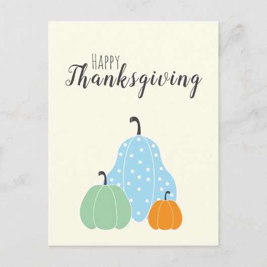 Happy Thanksgiving Cute Pumpkins Green Blue Sinaas Briefkaart (Voorkant)