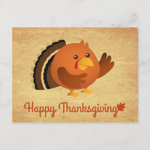 Happy Thanksgiving, Cute Round Turkey Feestdagenkaart