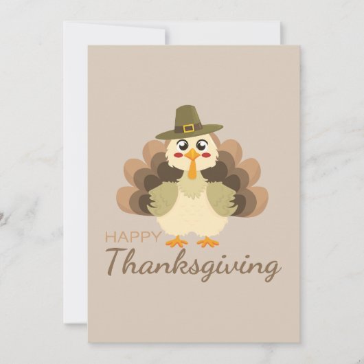Happy Thanksgiving Cute Turkey Feestdagenkaart (Voorkant)