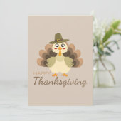 Happy Thanksgiving Cute Turkey Feestdagenkaart (Staand voorkant)
