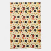 Happy Thanksgiving Cute Turkey Floral Kitchen Theedoek (Verticaal)