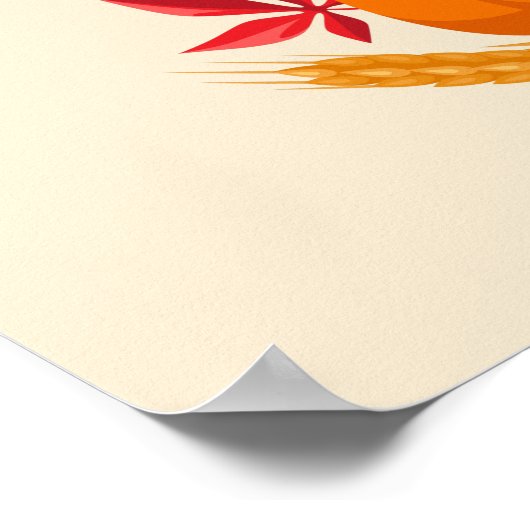 Happy Thanksgiving Cute Turkey, Horn of Plenty Poster (Hoek)