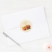 Happy Thanksgiving Cute Turkey, Horn of Plenty Ronde Sticker (Envelop)