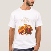 Happy Thanksgiving Cute Turkey, Horn of Plenty T-shirt (Voorkant)
