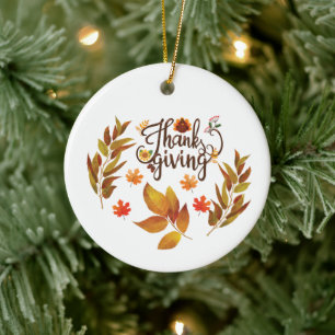 Happy Thanksgiving Cute Turkey Keramisch Ornament