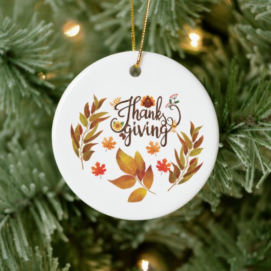 Happy Thanksgiving Cute Turkey Keramisch Ornament (Boom)