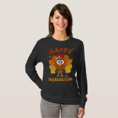 Happy Thanksgiving Cute Turkey Kinder Girls Women T-shirt (Voorkant volledig)