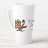 Happy Thanksgiving Cute Turkey Latte Mok (Linkerhoek)