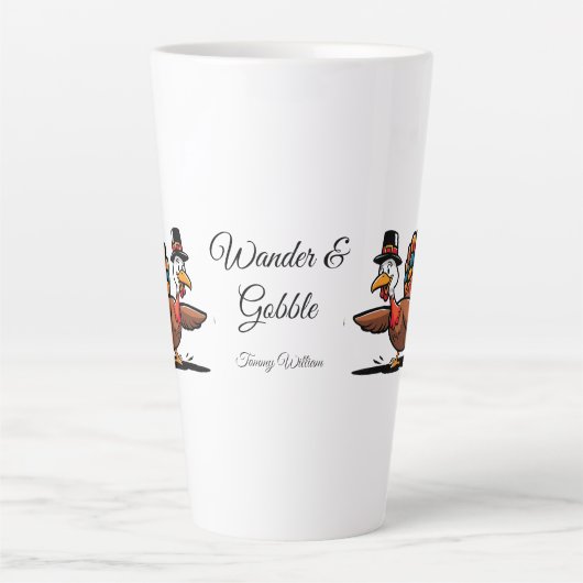 Happy Thanksgiving Cute Turkey Latte Mok (Voorkant)