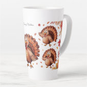 Happy Thanksgiving Cute Turkey Latte Mok (Rechterhoek)