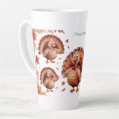 Happy Thanksgiving Cute Turkey Latte Mok (Linkerhoek)