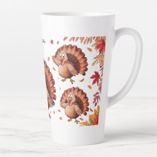 Happy Thanksgiving Cute Turkey Latte Mok (Rechts)