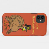 Happy Thanksgiving Cute Turkey Pilgrim Cartoon Case-Mate iPhone Case (Achterkant (horizontaal))