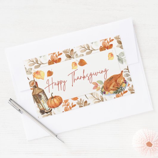 Happy Thanksgiving Cute Turkey Rechthoekige Sticker (Envelop)