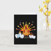 Happy Thanksgiving Cute Turkey Teeth Toothborstel  Kaart (Gele Bloem)