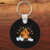 Happy Thanksgiving Cute Turkey Teeth Toothborstel  Sleutelhanger (Voorkant)
