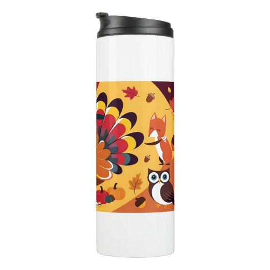 Happy Thanksgiving Cute Turkey Thermosbeker (Geroteerd rechts)