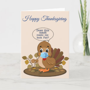 Happy Thanksgiving Cute Turkey (Turkije met een fa Feestdagen Kaart