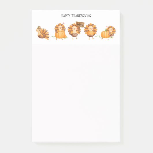 Happy Thanksgiving Cute Turkeys Post-it® Notes (Voorkant)