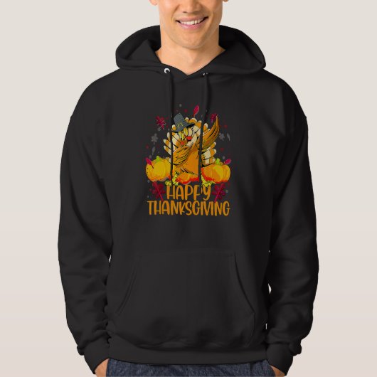 Happy Thanksgiving Dabbing Turkey Day Pilgrim Men  Hoodie (Voorkant)
