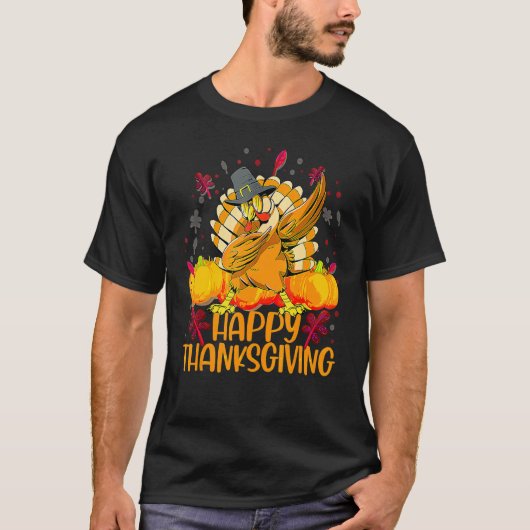 Happy Thanksgiving Dabbing Turkey Day Pilgrim Men  T-shirt (Voorkant)