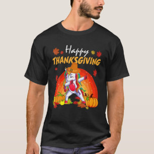 Happy Thanksgiving Dabbing Unicorn Pilgrim Costume T-shirt